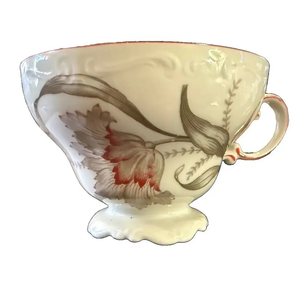 Vintage Rosenthal Pompadour Footed Teacup Red Trim Selb Germany